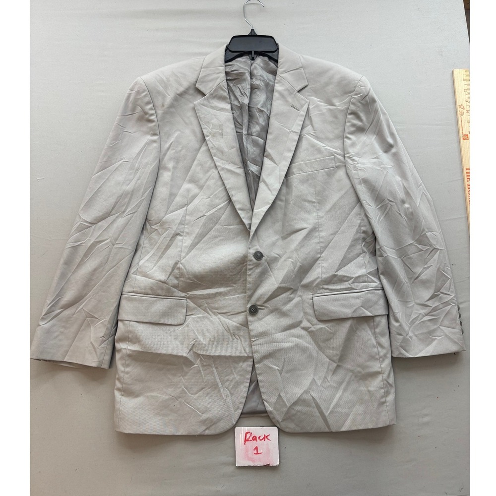 Jos. A. Bank Mens Grey Cotton Blend Two Button Blazer Sport Coat Size 44R